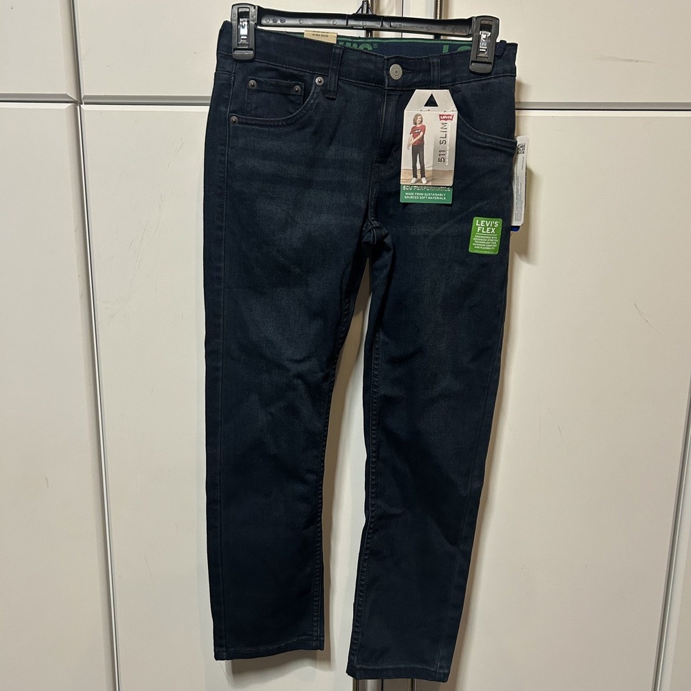 Levis 511 Slim Boys Jeans Size 10 Reg Dark Wash Flex Stretch Eco Performance